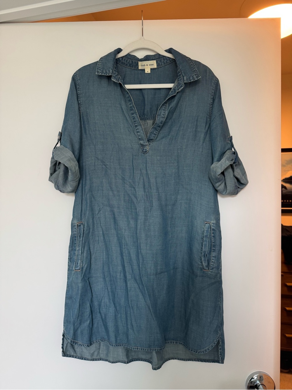 cloth & stone Denim Shirt Dress - Medium Blue